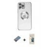 MARSİLYAN™- iPhone 12 Pro Kılıf Pusula Form - Siyah 6D Mat Seramik Hayalet Nano Ekran Koruyucu + Metal Kamera Lens Koruma Cam - KI