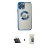 MARSİLYAN™- iPhone 12 Pro Kılıf Pusula Form - Siyah 6D Mat Seramik Hayalet Nano Ekran Koruyucu + Kamera Lens Koruma Cam - SF