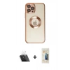 MARSİLYAN™- iPhone 12 Pro Kılıf Pusula Form - Siyah 6D Mat Seramik Hayalet Nano Ekran Koruyucu + Kamera Lens Koruma Cam - SF