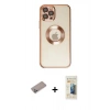 MARSİLYAN™- iPhone 12 Pro Kılıf Pusula Form - Siyah 6D Mat Seramik Hayalet Nano Ekran Koruyucu + Shine Kamera Lens Koruma Cam - SABE