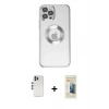 MARSİLYAN™- iPhone 12 Pro Kılıf Pusula Form - Siyah 6D Mat Seramik Hayalet Nano Ekran Koruyucu + Shine Kamera Lens - GS