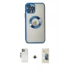 MARSİLYAN™- iPhone 12 Pro Kılıf Pusula Form - Siyah 6D Mat Seramik Hayalet Nano Ekran Koruyucu + Shine Kamera Lens - GS