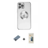 MARSİLYAN™- iPhone 12 Pro Kılıf Pusula Form - Siyah 6D Mat Seramik Hayalet Nano Ekran Koruyucu + Shine Kamera Lens Koruma Cam - SH