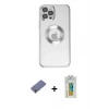 MARSİLYAN™- iPhone 12 Pro Kılıf Pusula Form - Siyah Polymer Nano Ekran Koruyucu + Metal Kamera Lens Koruma Cam - GD