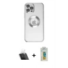 MARSİLYAN™- iPhone 12 Pro Kılıf Pusula Form - Siyah Polymer Nano Ekran Koruyucu + Kamera Lens Koruma Cam - SF