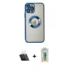 MARSİLYAN™- iPhone 12 Pro Kılıf Pusula Form - Siyah Polymer Nano Ekran Koruyucu + Kamera Lens Koruma Cam - SF