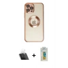 MARSİLYAN™- iPhone 12 Pro Kılıf Pusula Form - Siyah Polymer Nano Ekran Koruyucu + Kamera Lens Koruma Cam - SF
