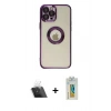 MARSİLYAN™- iPhone 12 Pro Kılıf Pusula Form - Siyah Polymer Nano Ekran Koruyucu + Kamera Lens Koruma Cam - SF