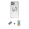 MARSİLYAN™- iPhone 12 Pro Kılıf Pusula Form - Siyah Polymer Nano Ekran Koruyucu + Metal Kamera Lens Koruma Cam - MR