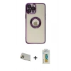 MARSİLYAN™- iPhone 12 Pro Kılıf Pusula Form - Siyah Polymer Nano Ekran Koruyucu + Rainbow Kamera Lens Koruma Cam - GD