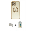 MARSİLYAN™- iPhone 12 Pro Kılıf Pusula Form - Siyah Polymer Nano Ekran Koruyucu + Rainbow Kamera Lens Koruma Cam - GD
