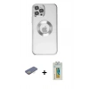 MARSİLYAN™- iPhone 12 Pro Kılıf Pusula Form - Siyah Polymer Nano Ekran Koruyucu + Renkli Kamera Lens Koruma Cam - SI