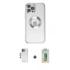 MARSİLYAN™- iPhone 12 Pro Kılıf Pusula Form - Siyah Polymer Nano Ekran Koruyucu + Shine Kamera Lens - MI