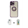 MARSİLYAN™- iPhone 12 Pro Kılıf Pusula Form - Siyah Polymer Nano Ekran Koruyucu + Shine Kamera Lens - MI