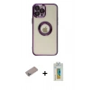 MARSİLYAN™- iPhone 12 Pro Kılıf Pusula Form - Siyah Polymer Nano Ekran Koruyucu + Shine Kamera Lens Koruma Cam - SABE