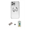 MARSİLYAN™- iPhone 12 Pro Kılıf Pusula Form - Siyah Polymer Nano Ekran Koruyucu + Shine Kamera Lens Koruma Cam - SABE