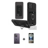 MARSİLYAN™- iPhone 12 Pro Kılıf Vadi Form Prime - Siyah 34D Hayalet Izgaralı Cam + Neon Fosforlu Kamera Lens - BZ