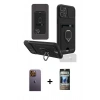 MARSİLYAN™- iPhone 12 Pro Kılıf Vadi Form Prime - Siyah 34D Hayalet Izgaralı Cam + Neon Fosforlu Kamera Lens - SI