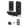 MARSİLYAN™- iPhone 12 Pro Kılıf Vadi Form Prime - Siyah 34D Hayalet Izgaralı Cam + Şeffaf Kamera Lens Koruma Cam