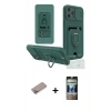 MARSİLYAN™- iPhone 12 Pro Kılıf Vadi Form Prime - Siyah 34D Hayalet Izgaralı Cam + Sierra Blue Shine Kamera Lens Koruma Cam