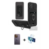 MARSİLYAN™- iPhone 12 Pro Kılıf Vadi Form Prime - Siyah 3D Antistatik Cam Ekran Koruyucu + Neon Fosforlu Kamera Lens - SI