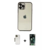 MARSİLYAN™- iPhone 12 Pro Kılıf Vadi Minimal - Şeffaf 360 Full Body Arka Koruyucu + Gold Shine Kamera Lens