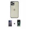 MARSİLYAN™- iPhone 12 Pro Kılıf Vadi Minimal - Şeffaf 360 Full Body Arka Koruyucu + Neon Fosforlu Kamera Lens - MI