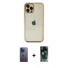 MARSİLYAN™- iPhone 12 Pro Kılıf Vadi Minimal - Şeffaf 360 Full Body Arka Koruyucu + Neon Fosforlu Kamera Lens - MI