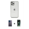 MARSİLYAN™- iPhone 12 Pro Kılıf Vadi Minimal - Şeffaf 360 Full Body Arka Koruyucu + Neon Fosforlu Kamera Lens - MI