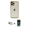 MARSİLYAN™- iPhone 12 Pro Kılıf Vadi Minimal - Şeffaf 360 Full Body Arka Koruyucu + Rainbow Kamera Lens Koruma Cam - GD