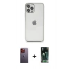 MARSİLYAN™- iPhone 12 Pro Kılıf Vadi Minimal - Şeffaf 360 Full Body Arka Koruyucu + Turuncu Neon Fosforlu Kamera Lens
