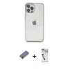 MARSİLYAN™- iPhone 12 Pro Kılıf Vadi Minimal - Şeffaf Uv Polymer Nano Ekran Koruyucu + Metal Kamera Lens Koruma Cam - GD