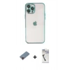 MARSİLYAN™- iPhone 12 Pro Kılıf Vadi Minimal - Şeffaf Uv Polymer Nano Ekran Koruyucu + Metal Kamera Lens Koruma Cam - KI