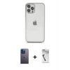 MARSİLYAN™- iPhone 12 Pro Kılıf Vadi Minimal - Şeffaf Uv Polymer Nano Ekran Koruyucu + Neon Fosforlu Kamera Lens - MI