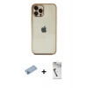 MARSİLYAN™- iPhone 12 Pro Kılıf Vadi Minimal - Şeffaf Uv Polymer Nano Ekran Koruyucu + Mavi Shine Kamera Lens Koruma Cam