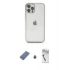 MARSİLYAN™- iPhone 12 Pro Kılıf Vadi Minimal - Şeffaf Uv Polymer Nano Ekran Koruyucu + Metal Kamera Lens Koruma Cam - AKYL