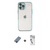 MARSİLYAN™- iPhone 12 Pro Kılıf Vadi Minimal - Şeffaf Uv Polymer Nano Ekran Koruyucu + Metal Kamera Lens Koruma Cam - MI