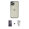 MARSİLYAN™- iPhone 12 Pro Kılıf Vadi Minimal - Şeffaf Uv Polymer Nano Ekran Koruyucu + Neon Fosforlu Kamera Lens - BZ
