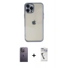 MARSİLYAN™- iPhone 12 Pro Kılıf Vadi Minimal - Şeffaf Uv Polymer Nano Ekran Koruyucu + Neon Fosforlu Kamera Lens - BZ