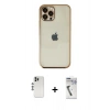 MARSİLYAN™- iPhone 12 Pro Kılıf Vadi Minimal - Şeffaf Uv Polymer Nano Ekran Koruyucu + Shine Kamera Lens - GS
