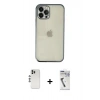 MARSİLYAN™- iPhone 12 Pro Kılıf Vadi Minimal - Şeffaf Uv Polymer Nano Ekran Koruyucu + Shine Kamera Lens - GS