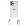 MARSİLYAN™- iPhone 12 Pro Kılıf Vadi Minimal - Şeffaf Uv Polymer Nano Ekran Koruyucu + Shine Kamera Lens - MI