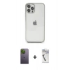 MARSİLYAN™- iPhone 12 Pro Kılıf Vadi Minimal - Şeffaf Uv Polymer Nano Ekran Koruyucu + Neon Fosforlu Kamera Lens - YL