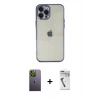 MARSİLYAN™- iPhone 12 Pro Kılıf Vadi Minimal - Şeffaf Uv Polymer Nano Ekran Koruyucu + Neon Fosforlu Kamera Lens - YL