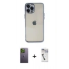MARSİLYAN™- iPhone 12 Pro Kılıf Vadi Minimal - Şeffaf Uv Polymer Nano Ekran Koruyucu + Neon Fosforlu Kamera Lens - YL