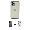 MARSİLYAN™- iPhone 12 Pro Kılıf Vadi Minimal - Şeffaf Uv Polymer Nano Ekran Koruyucu + Neon Fosforlu Kamera Lens - YL