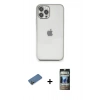 MARSİLYAN™- iPhone 12 Pro Kılıf Vadi Minimal - Siyah 34D Hayalet Izgaralı Cam + Shine Kamera Lens Koruma Cam - GD