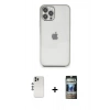 MARSİLYAN™- iPhone 12 Pro Kılıf Vadi Minimal - Siyah 34D Hayalet Izgaralı Cam + Shine Kamera Lens - GS