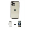 MARSİLYAN™- iPhone 12 Pro Kılıf Vadi Minimal - Siyah 34D Hayalet Izgaralı Cam + Shine Kamera Lens - GS
