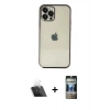 MARSİLYAN™- iPhone 12 Pro Kılıf Vadi Minimal - Siyah 34D Hayalet Izgaralı Cam + Kamera Lens Koruma Cam - SF